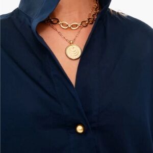 Tuckernuck Navy Willow Blouse Size L